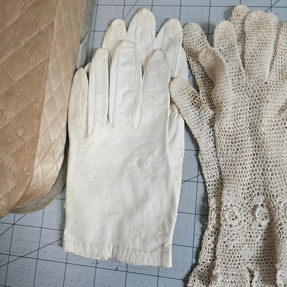 Lot of 7 Extra Small Vintage Gloves + Box
